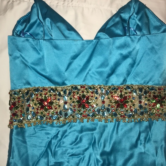 Mini dress silk with beading spaghetti strap - Picture 5 of 5